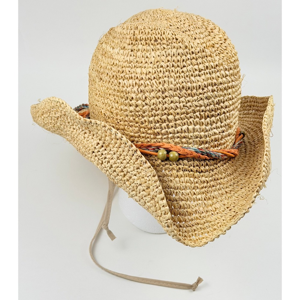 Wallaroo Hat Company Petite Catalina Cowboy Natural Raffia Straw Sun Hat Tan
